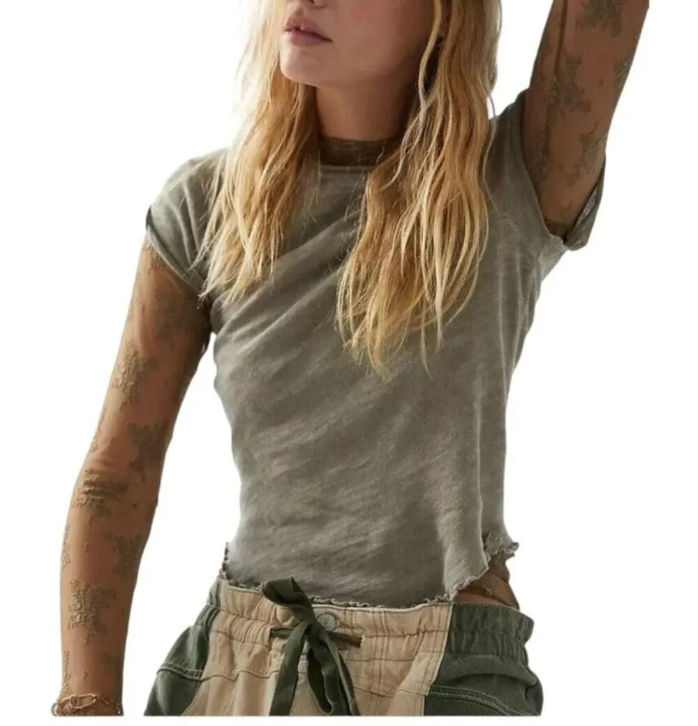 Free People NWOT Be My Baby Tee Green XS
